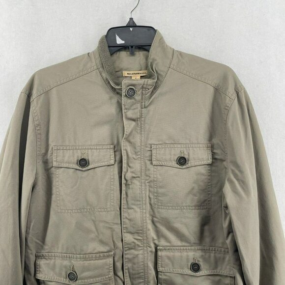 John Varvatos USA Jacket Men's Sz M Brown Gray Full Zipper 4 Pockets Ribbed Hem - Picture 6 of 12